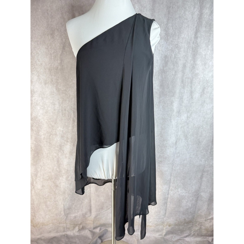 Carla Zampatti Chiffon One Shoulder Top In Black Women's Size US 8